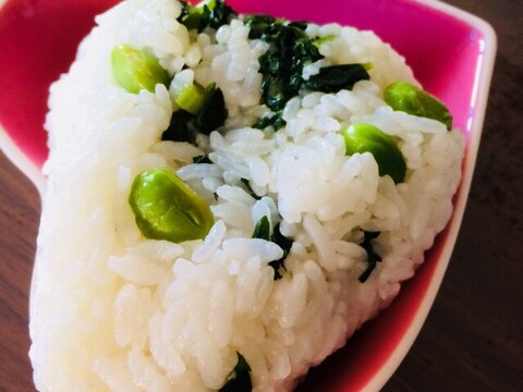 大根の葉と枝豆のおにぎり